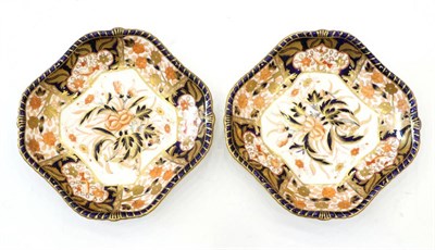 Lot 51 - A pair of Royal Crown Derby porcelain square dessert dishes, late 19th century, decorated in...