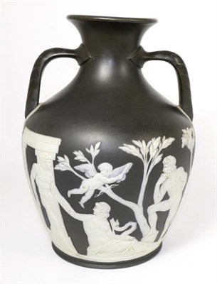 Lot 109 - A Wedgwood Black Basalt Portland Vase, mid 19th century, of typical form, impressed WEDGWOOD,...