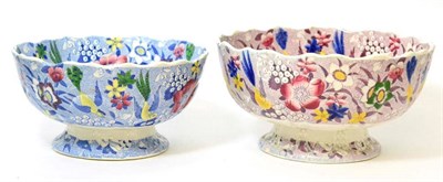 Lot 125 - D & B Imperial Faience punch bowl, circa 1840, printed and painted with birds amongst foliage, 28cm