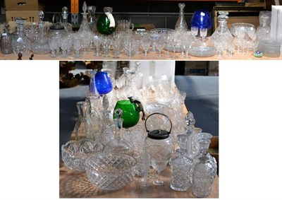 Lot 168 - ^ Four various 19th century cut glass decanters; a set of five similar wine glasses; and a quantity