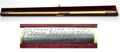 Lot 297 - A silver plate mounted ivory baton, 1888, engraved with a presentation inscription, 54cm long, in a