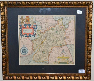 Lot 390 - Saxton (Christopher) Hole (William) Glocestriae, hand-coloured, framed and glazed, 290mm x 325mm