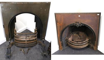 Lot 413 - A steel and iron fire basket, 19th century with urn and foliate scroll finials, 98cm wide; a...