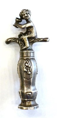 Lot 480 - A Dutch silver pocket corkscrew, 1st standard, 1995, with Bacchus handle 8.5cm high