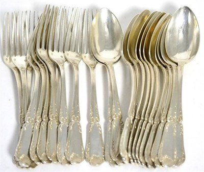 Lot 484 - A French silver part service of flatware, Emile Puiforcat, first standard, circa 1900,...