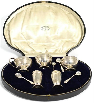 Lot 495 - A George V silver five piece cruet set, Adie Brothers, Sheffield 1923, comprising two salts, a...