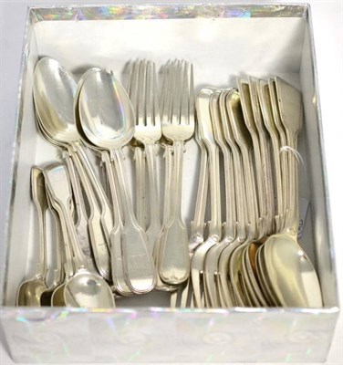 Lot 519 - A part service of Victorian fiddle and thread pattern flatware, Joseph & Albert Savory, London,...