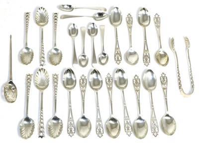 Lot 521 - A set of five George III silver snuff spoons, Peter & William Bateman, London 1805, another similar