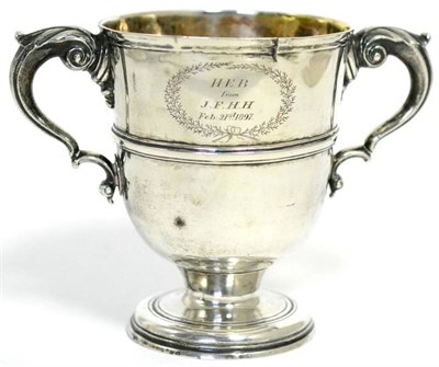 Lot 552 - An Irish silver twin handled cup, probably 2nd half 18th century, marks almost completely obscured