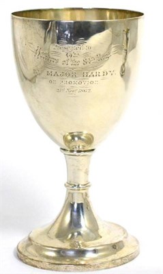 Lot 554 - Military Interest: A presentation silver goblet, maker's mark rubbed, London 1862, inscribed...