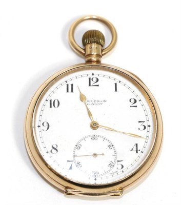 Lot 564 - A 9ct gold open faced pocket watch, signed J.W.Benson, London, 1925, lever movement, enamel...