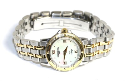 Lot 572 - A lady's bi-metal wristwatch, signed Raymond Weil, Geneve, model: Tango, quartz movement,...