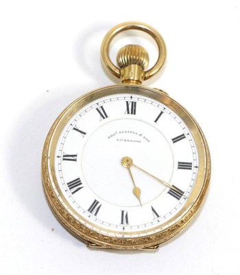 Lot 573 - A lady's fob watch, signed Thos Russell & Son, Liverpool, circa 1900, lever movement signed, enamel