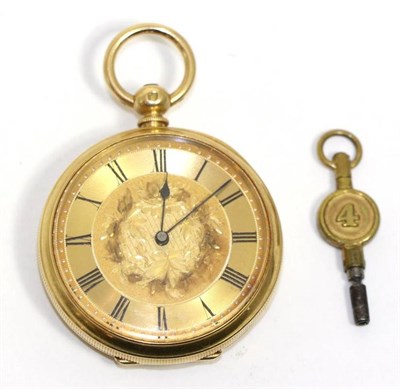 Lot 580 - An 18ct gold pocket watch, 1878, lever movement signed Waltham Mass, gold coloured dial with...