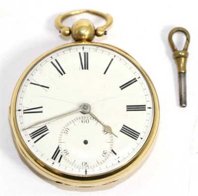 Lot 581 - An 18ct gold pocket watch, signed G.H.Hirst, Leeds, 1829, lever movement, dust cover, diamond...