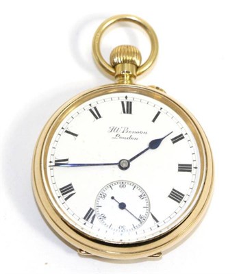 Lot 582 - An 18ct gold pocket watch, signed J W Benson, 1923, lever movement signed J.W.Benson, Ludgate Hill