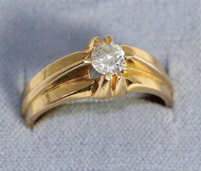 Lot 616 - A diamond solitaire ring, an old cut diamond in a claw setting to a tapering ridged setting,...