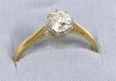 Lot 617 - A diamond solitaire ring, an old cut diamond in a claw setting to knife edge shoulders,...