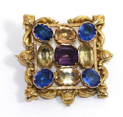 Lot 629 - A Georgian citrine and paste set brooch, vari-cut citrine and paste in collet settings within a...