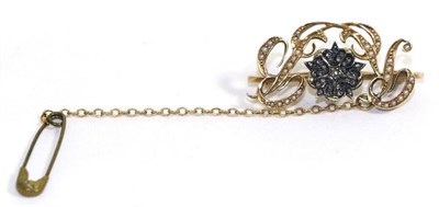 Lot 657 - A seed pearl and diamond monogram brooch, interlocked R and B initials set with seed pearls...