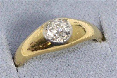 Lot 661 - A solitaire diamond ring, an old cut diamond inset to a tapering shank, estimated diamond...