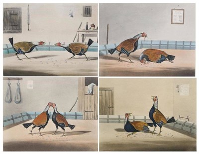 Lot 1006 - ~ Henry Alken (British, 1785-1851) ";Cock Fighting";, Plates 1-4, set of four hand-coloured...