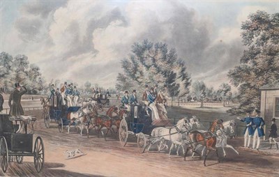 Lot 1039 - ~ James Pollard (British, 1792-1867) ";The Four-in-Hand Club, Hyde Park";, hand-coloured...