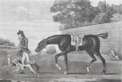 Lot 1061 - ~ James Seymour (British, 1702-1752) A hunter being led out with two hounds, mezzotint by T...