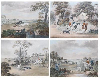 Lot 1078 - ~ Dean Wolstenholme (British, 19th century) ";Coursing";, a set of four hand-coloured aquatints...