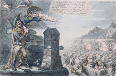 Lot 1085 - ~ James Gillray (British, 1756-1815) ";Destruction of the French Gun-Boats-or Little Boney and...