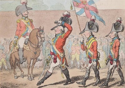 Lot 1086 - ~ James Gillray (British, 1756-1815) ";The Salute-Vide. The Parade";, hand-coloured etching,...