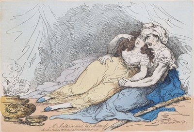 Lot 1093 - ~ Thomas Rowlandson (British, 1757-1827) ";A Sultan and his Mistress";, hand-coloured etching...