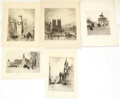 Lot 1098 - Percy Robertson ARE (1868-1934) ";Cenotaph";, inscribed in pencil, etching, together with four...