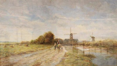 Lot 1103 - M J Rendell (19th/20th century) ";Dutch canal scape";, oil on board, 59cm by 103.5cm