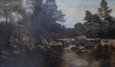 Lot 1105 - William Mitchell Maryport (1806-1900) ";Scene in River Brathay, Great Langdale, Westmoreland";...