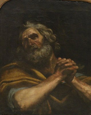 Lot 1107 - Follower of Guido Reni (1575-1642) The Penitent St. Peter, oil on canvas, 74.5cm by 62cm (with...