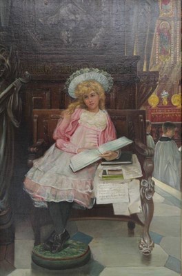 Lot 1111 - Attributed to Philip Richard Morris (1836-1902) A young girl seated in a church interior...