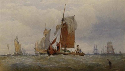 Lot 1117 - Edward Duncan (1803-1882) Fishing vessels off the coast in choppy seas, signed, watercolour...