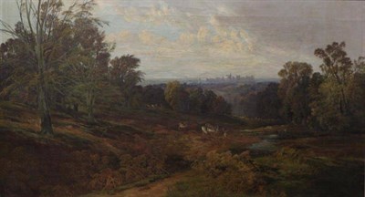 Lot 1122 - J Allan (19th/20th century) Deer in Windsor park, oil on canvas, together with a further...