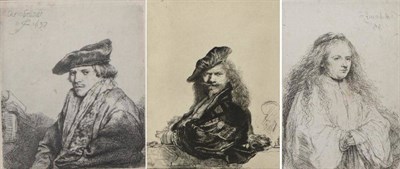 Lot 1166 - After Rembrandt Harmensz van Rijn (1606-1669) Dutch Self-Portrait, black and white prints...