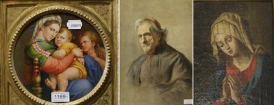 Lot 1169 - After Raphael (1483-1520) Madonna and Child, gouache, together with a small oil on canvas laid onto