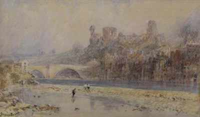 Lot 1171 - George Weatherill (1810-1890) Ouse Bridge and York Castle with figures in the foreground,...