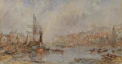 Lot 1172 - George Weatherill (1810-1890) Whitby Harbour, signed, watercolour, 11cm by 20cm