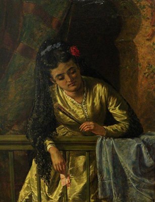 Lot 1183 - Edwin Thomas Roberts (1840-1917) Spanish lady, three quarter length leaning over a balcony...