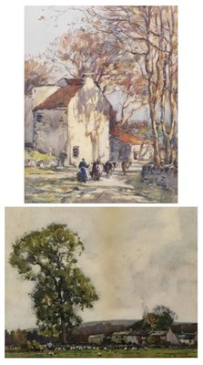 Lot 1194 - Fred Lawson (1888-1968) ";Redmire Village"; signed and dated 1914?, watercolour, together with...