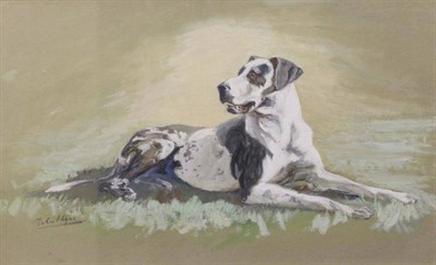 Lot 1196 - Michael Lyne (1912-1989) Study of a Great Dane, signed, watercolour heightened with white, 26cm...