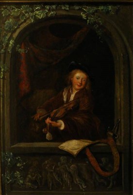 Lot 1207 - Follower of Frans Van Mieris (1635-1681) Dutch, ";The Violin Player";, oil on panel, 39.5cm by 27cm