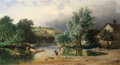 Lot 1231 - Edmund John Niemann (1813-1876) ";Near Ludlow"; - Figures near Ludlow, signed and indistinctly...