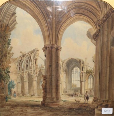 Lot 1241 - John Lasscelles (19th century) '";Interior of the church and north trancept Melrose Abbey from...