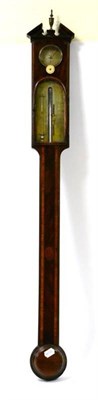 Lot 1331 - An unusual mahogany stick barometer, signed Bapst Roncheti, Fecit, circa 1800, broken arch...